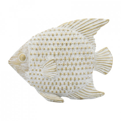 Sagebrook - 7" Ceramic Standing Fish Decor in White/Gold