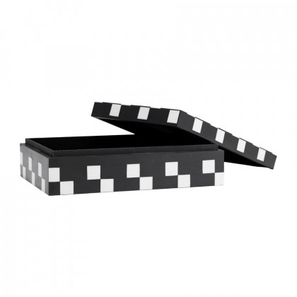 Sagebrook - 10"/12" Resin Diagonal Square Boxes (Set Of 2) in White/Black