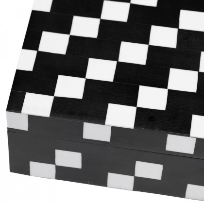 Sagebrook - 10"/12" Resin Diagonal Square Boxes (Set Of 2) in White/Black