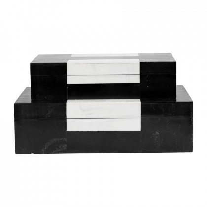 Sagebrook - 10"/12" Resin Boxes (Set Of 2) in Black/White