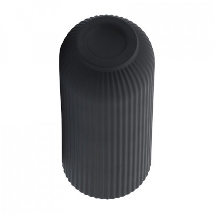 Sagebrook 11" Ceramic Ridged Vase - Black