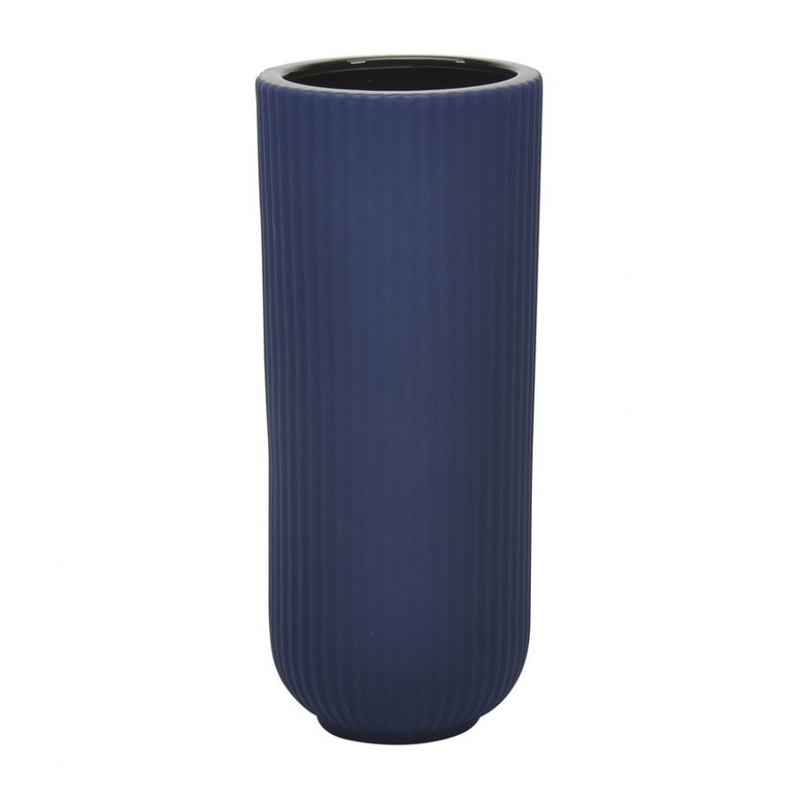 Sagebrook 11" Ceramic Ridged Vase - Navy