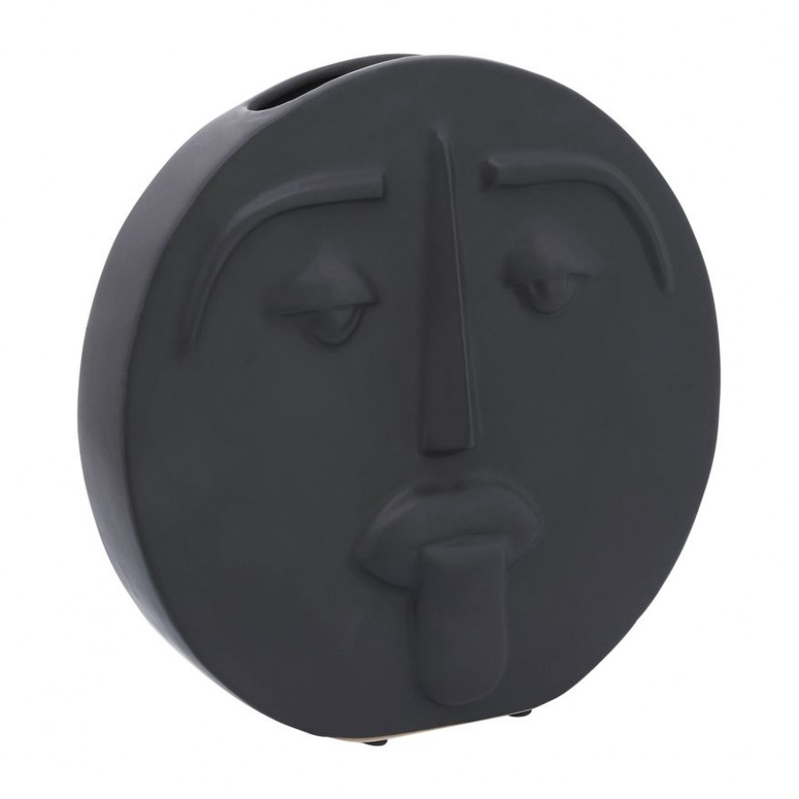 Sagebrook 10" Ceramic Sad Face Vase - Black