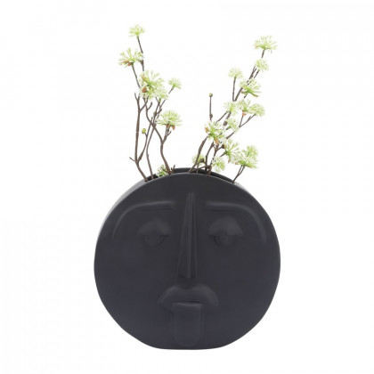 Sagebrook 10" Ceramic Sad Face Vase - Black