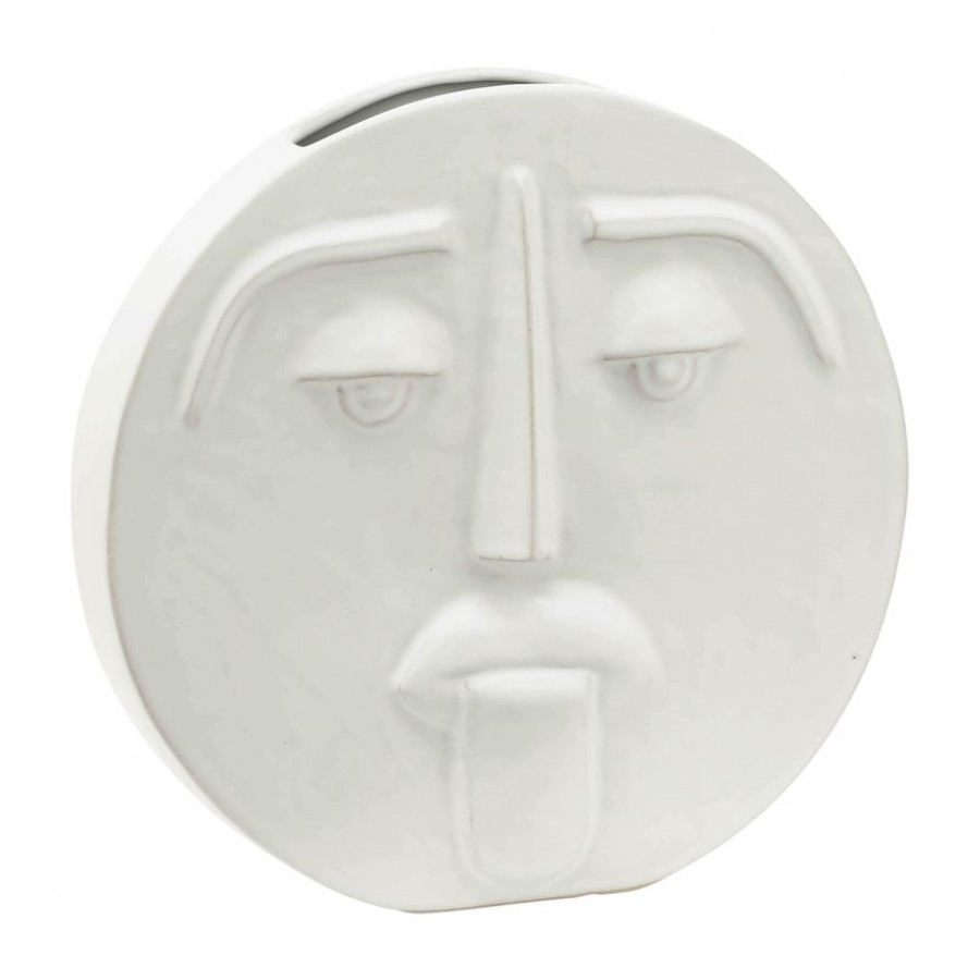 Sagebrook 10" Ceramic Sad Face Vase - White
