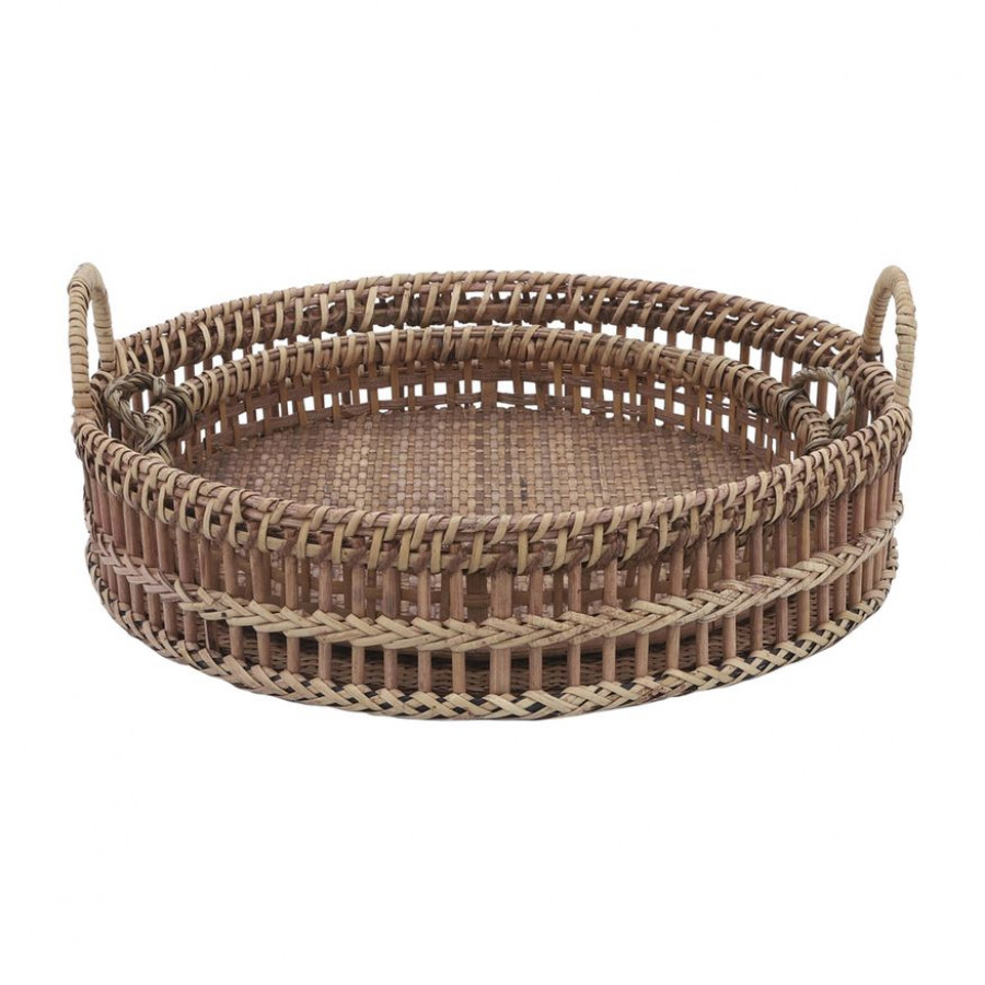 Sagebrook - 12"/14" Rattan Trays (Set Of 2) in Natural