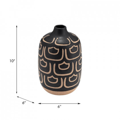 Sagebrook 10" Ceramic Decorative Vase - Black/Tan