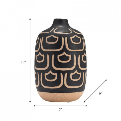 Sagebrook 10" Ceramic Decorative Vase - Black/Tan
