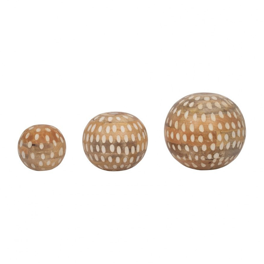 Sagebrook - 8"/6"/5" Mango Wood Decorative Ball (Set Of 3) in Natural