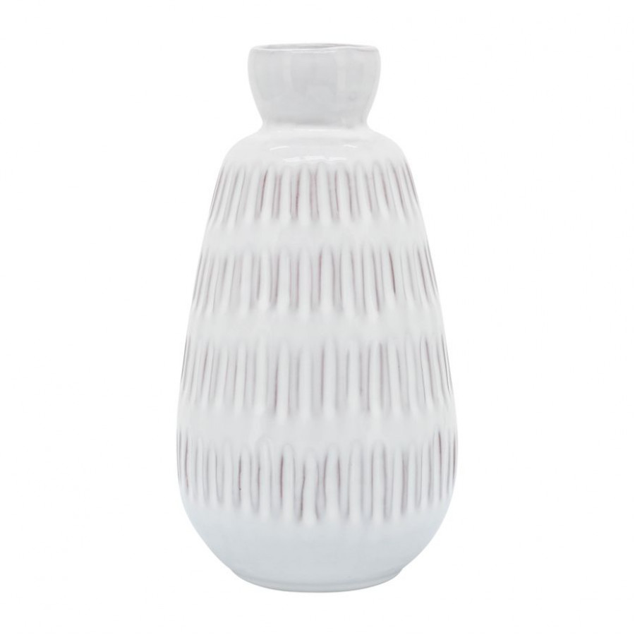 Sagebrook - 8" Ceramic Dimpled Vase in White