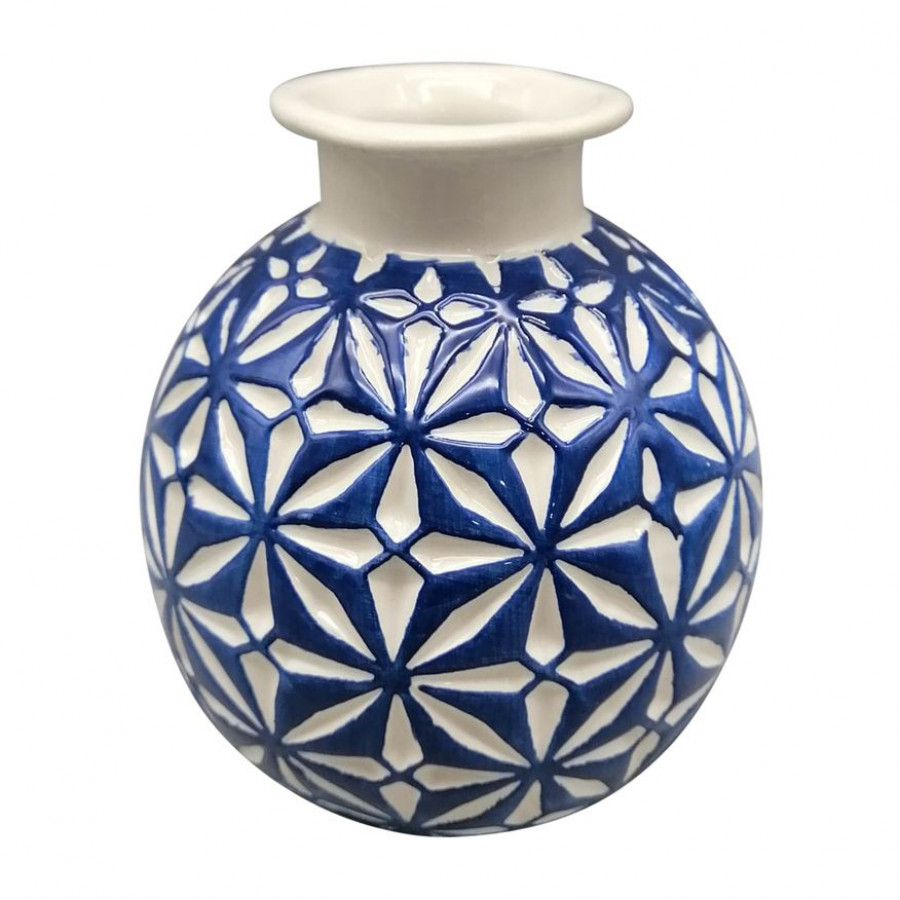 Sagebrook 6" Ceramic Daisy Vase - Blue