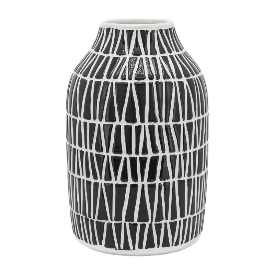 Sagebrook 7" Ceramic Tribal Vase - Black
