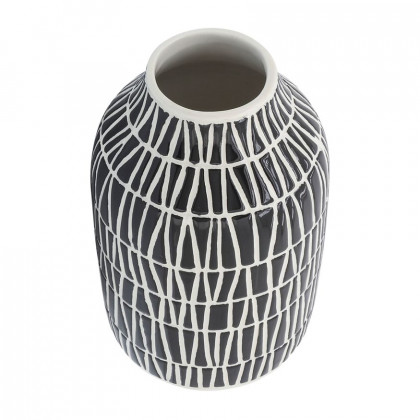 Sagebrook 7" Ceramic Tribal Vase - Black