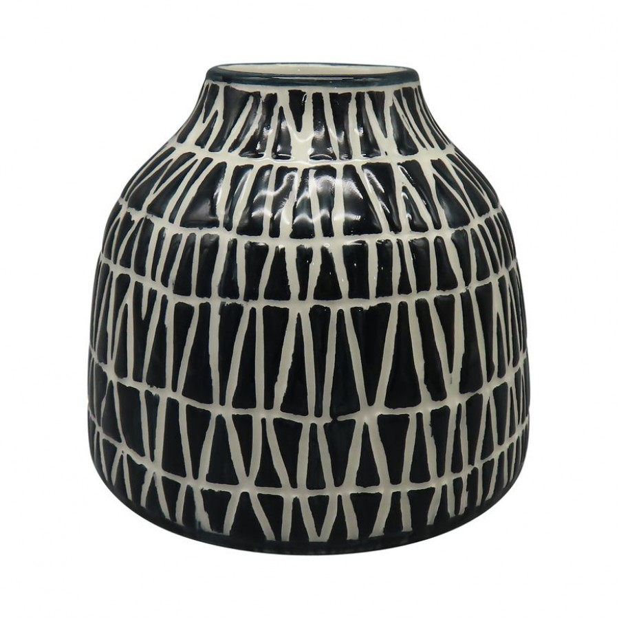 Sagebrook 5" Ceramic Tribal Vase - Blue