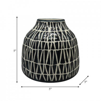 Sagebrook 5" Ceramic Tribal Vase - Blue