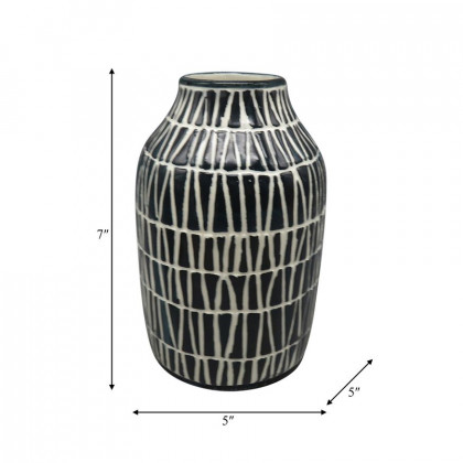Sagebrook 7" Ceramic Tribal Vase - Blue
