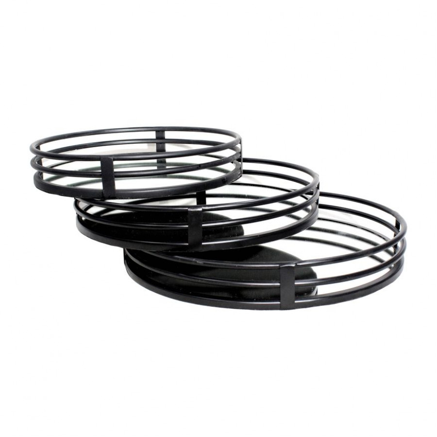 Sagebrook - 14"/16"/18" Metal Round Mirrored Trays (Set Of 3)