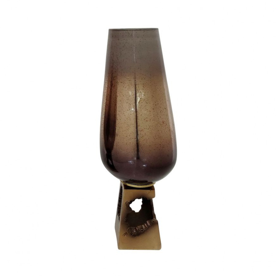 Sagebrook 19" Glass Vase With Metal Base - Champagne