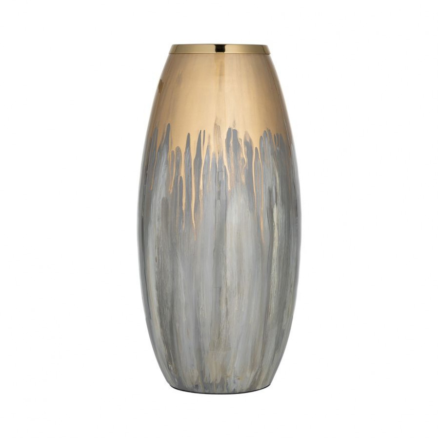 Sagebrook - 18" Glass Vase With Metal Ring