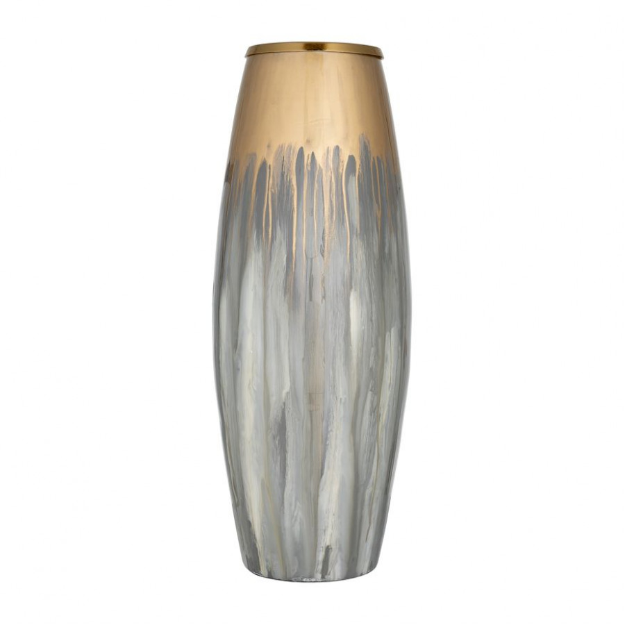 Sagebrook 24" Glass Vase With Metal Ring - Champagne