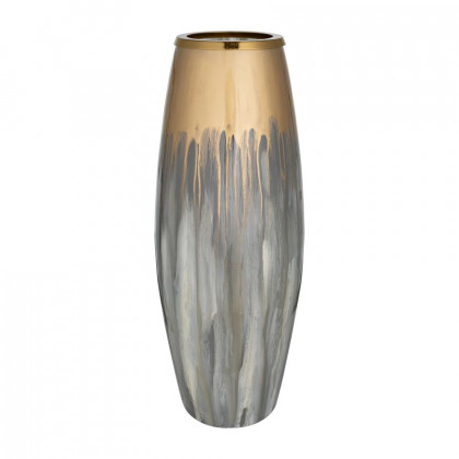 Sagebrook 24" Glass Vase With Metal Ring - Champagne