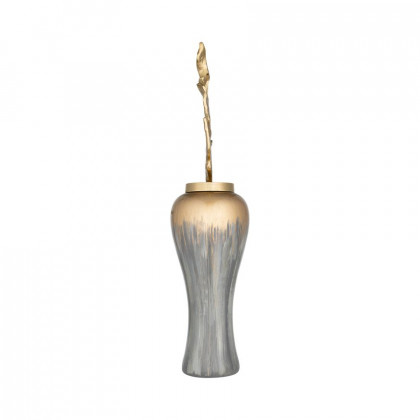 Sagebrook 38" Metal Vase With Leaf Like Lid - Wickhom Gray