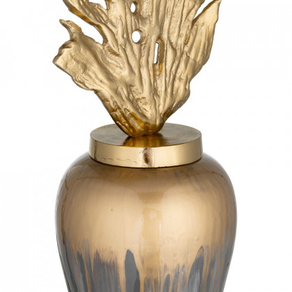 Sagebrook 38" Metal Vase With Leaf Like Lid - Wickhom Gray