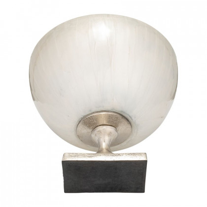 Sagebrook 9" Glass Bowl With Metal Stand - Pearl White