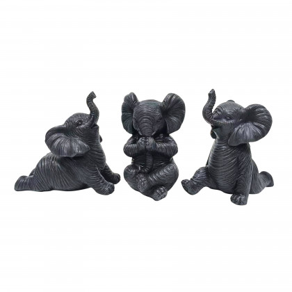 Sagebrook - 6" Resin Stone Look Yoga Elephant (Set Of 3)