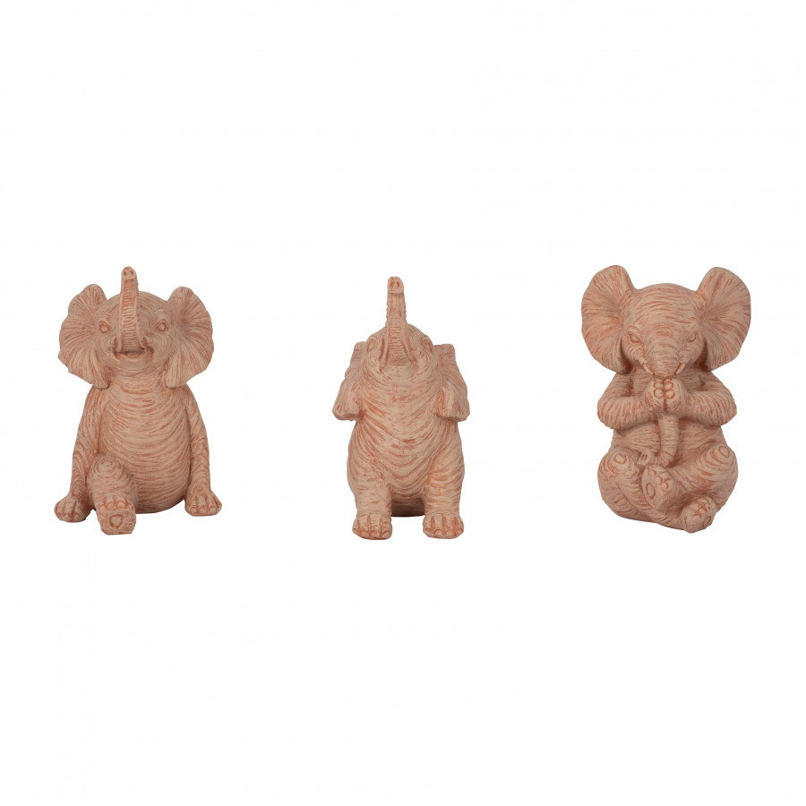 Sagebrook 6" Resin Stone Look Yoga Elephant (Set Of 3) - Natural