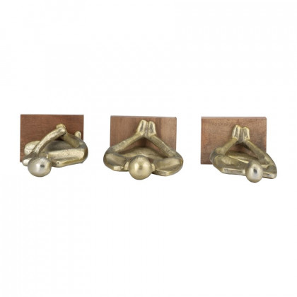 Sagebrook - 9" Metal/Wood Deep Thoughts (Set Of 3) in Gold