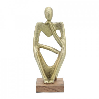 Sagebrook - 9" Metal/Wood Deep Thoughts (Set Of 3) in Gold