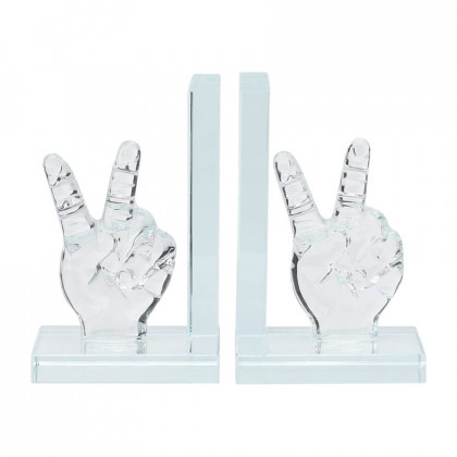 Sagebrook 6" Crystal Peace Sign Bookends (Set Of 2)