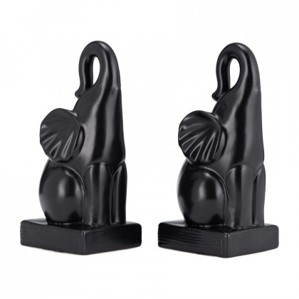 Sagebrook 8" Ceramic Elephant Bookends (Set Of 2) - Black
