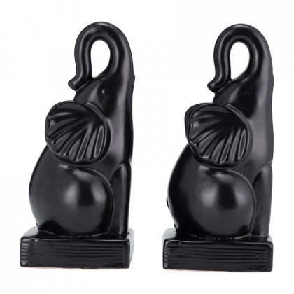 Sagebrook 8" Ceramic Elephant Bookends (Set Of 2) - Black