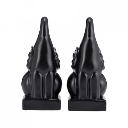 Sagebrook 8" Ceramic Elephant Bookends (Set Of 2) - Black