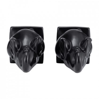 Sagebrook 8" Ceramic Elephant Bookends (Set Of 2) - Black