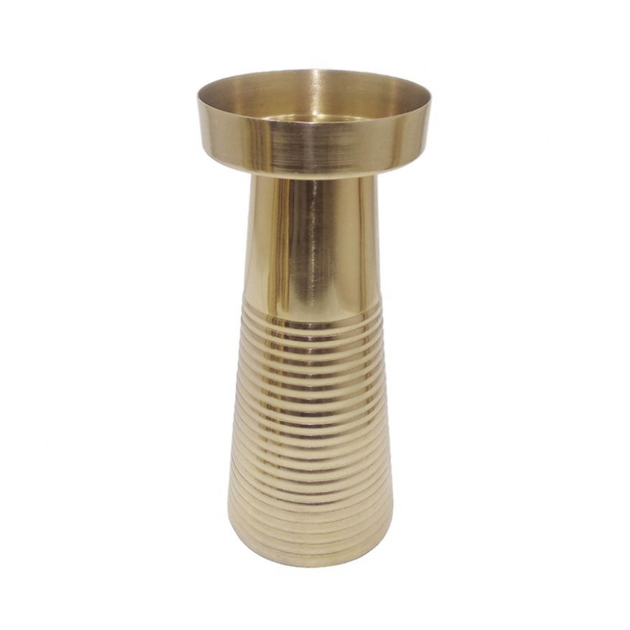 Sagebrook 10" Metal Striped Pillar - Gold
