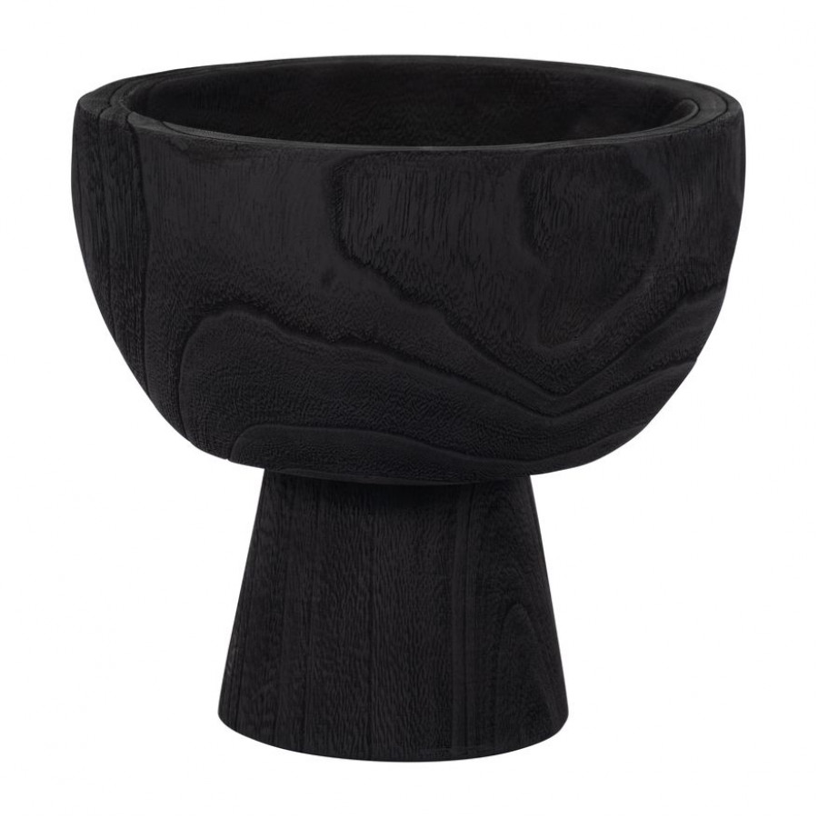 Sagebrook 8" Wood Bowl With Stand - Black