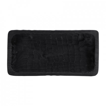 Sagebrook 16" Wood Rectangular Tray - Black
