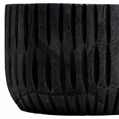 Sagebrook 8" Wood Ridged Bowl - Black