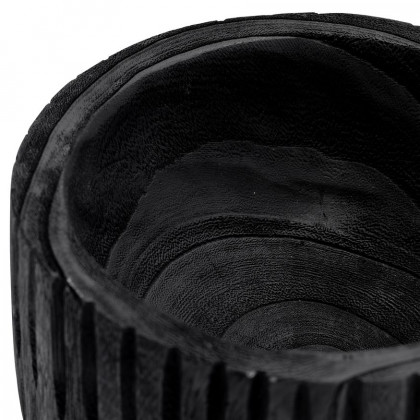 Sagebrook 8" Wood Ridged Bowl - Black
