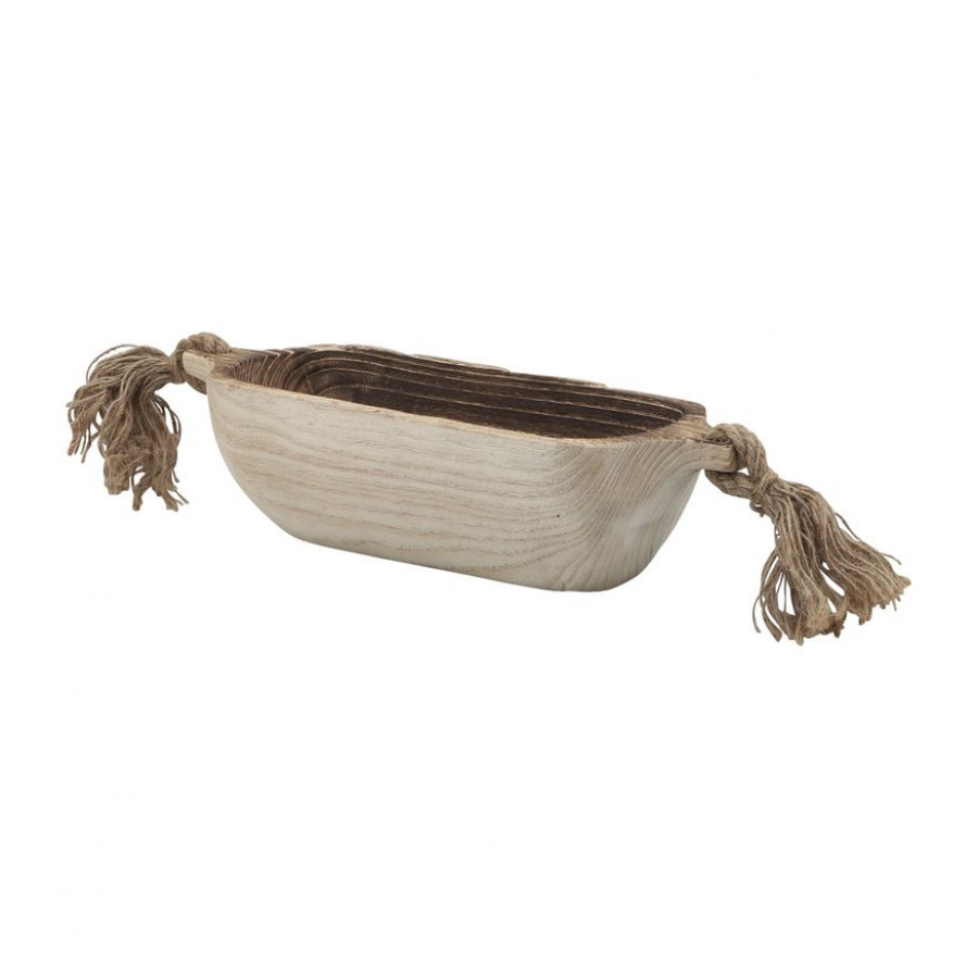 Sagebrook - 15" Wood Tray With Tassels in Natural