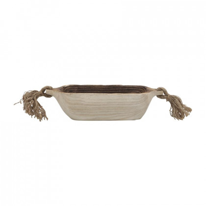 Sagebrook - 15" Wood Tray With Tassels in Natural