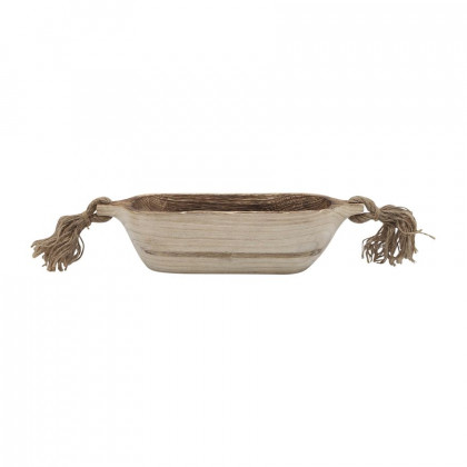 Sagebrook - 15" Wood Tray With Tassels in Natural