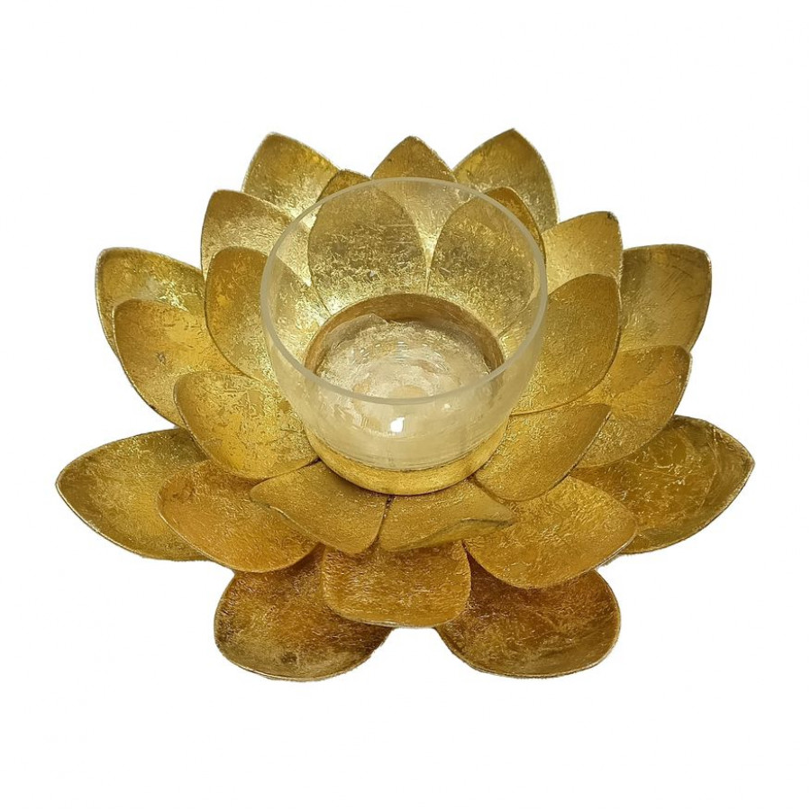 Sagebrook - 8" Metal Lotus Votive Holder in Gold