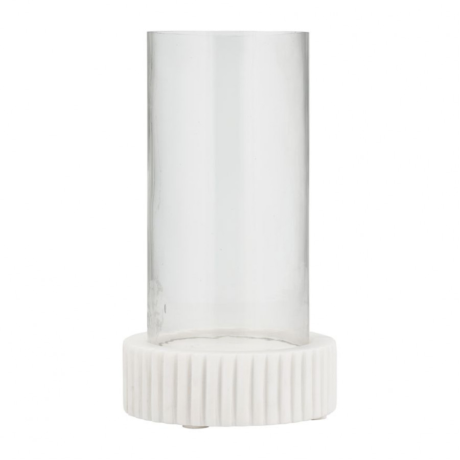 Sagebrook - 11" Marble Hurricane Holder in White