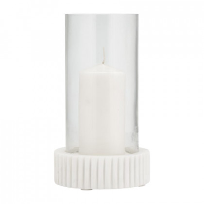 Sagebrook - 11" Marble Hurricane Holder in White