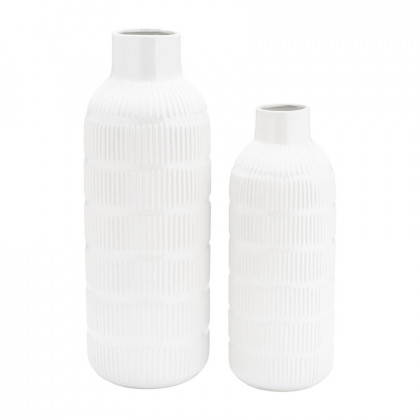 Sagebrook 17" Ceramic Pearl Stripe Vase - White