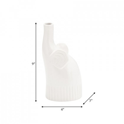 Sagebrook 9" Ceramic Elephant Decor - White